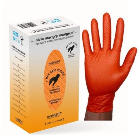 RĘKAWICE NITRYLOWE WZMACNIANE MAX GRIP POMARAŃCZOWE ROZ. XXL RĘKAWICE NITRYLOWE WZMACNIANE MAX GRIP POMARAŃCZOWE ROZ. XXL